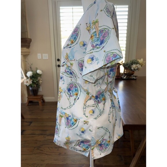 Disney Tinker Bell Scrub Top Women’s L Large White V-Neck Nurse Uniform Pockets - Picture 3 of 11